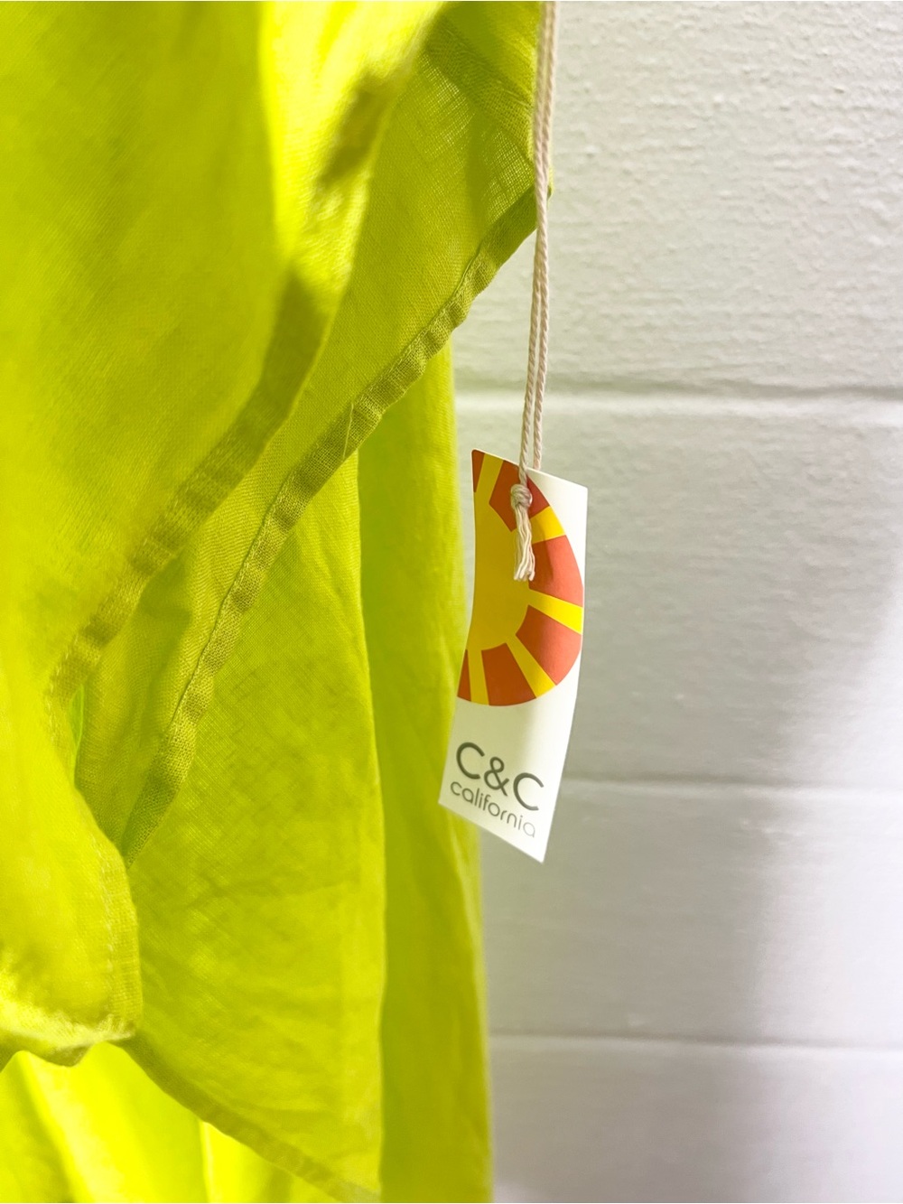 NWT C&C California linen blend kimono One Size lime green cover up - Picture 4 of 8